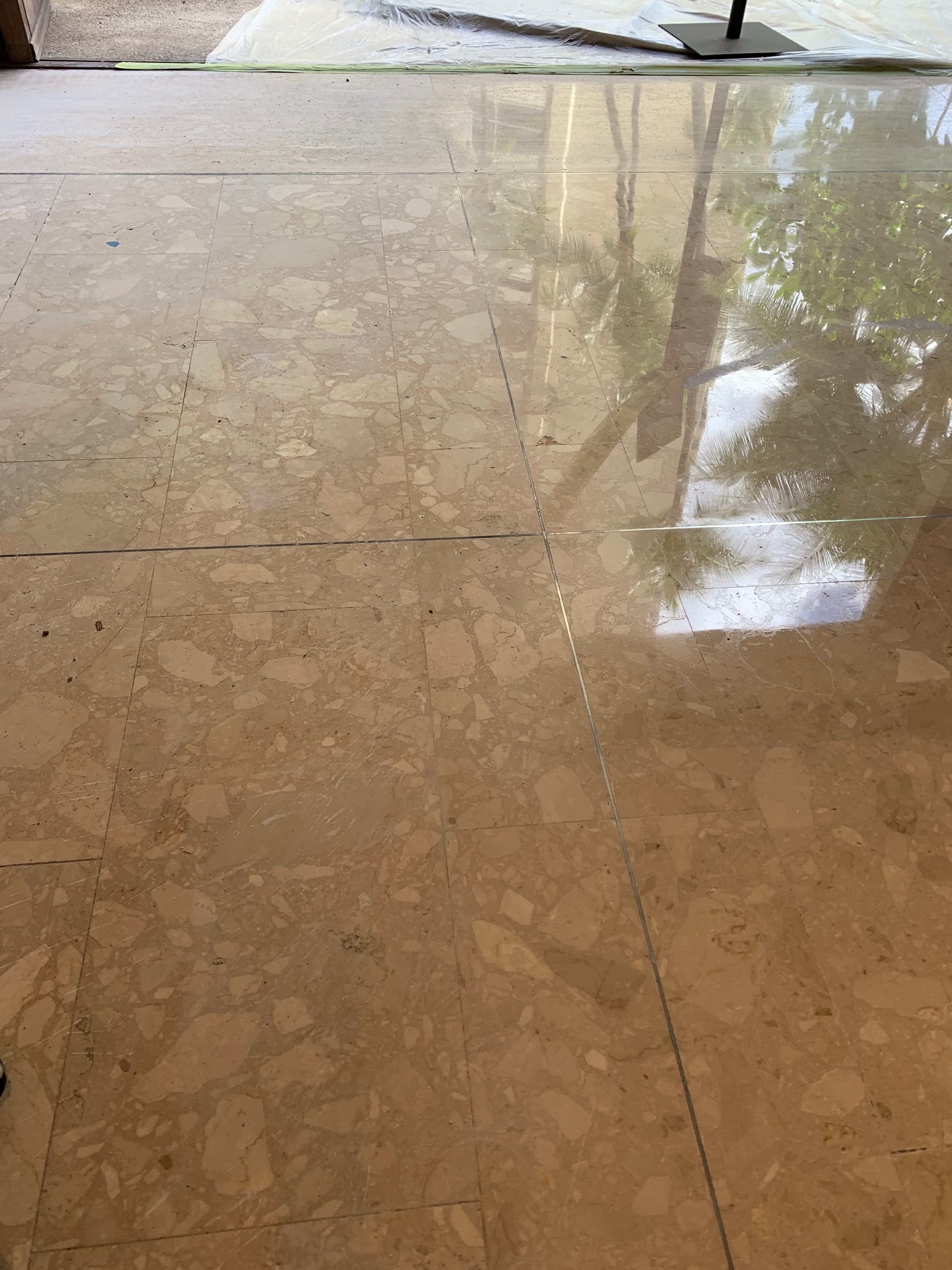 Polished cream marble flooring restored by Marble Shine Hawaii in Oahu