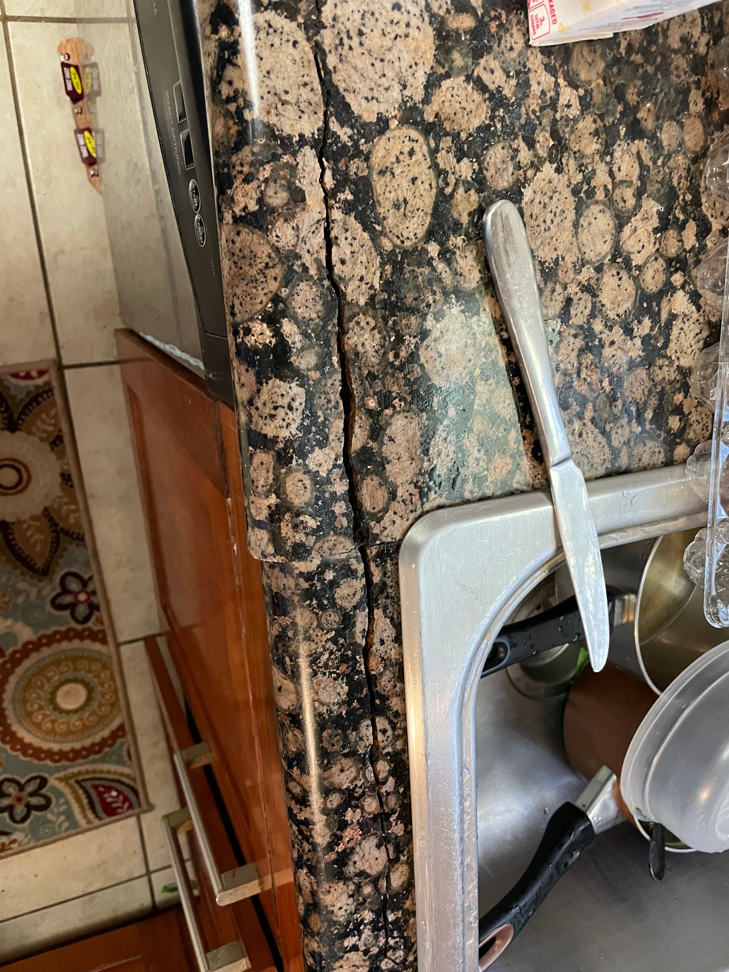 Granite countertop repair — before